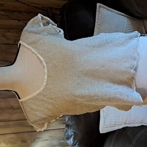 Ralph Lauren Women Black Label Beige Sleeveless Linen/Silk Blend Loose Knit M